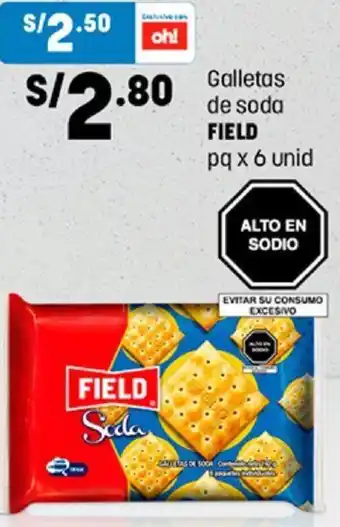 Plaza Vea Galletas de Soda Field 6 Unid oferta