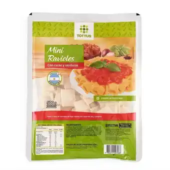 Tottus Mini ravioles con carne 500 gr - paquete 500 gr oferta
