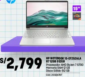 Plaza Vea HP Notebook 15-EF2526LA R7 12GB 512GB oferta