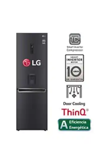 La Curacao Refrigeradora lg bottom freezer gb37wgt 373 l con múltiple flujo de aire negro mate oferta