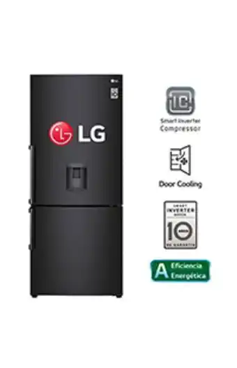 La Curacao Refrigeradora lg bottom freezer gb41wgt 403lt con door cooling- negro mate oferta