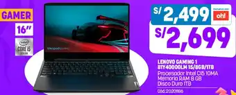 Plaza Vea Lenovo Gaming 1 81Y40000LM 15/8GB/1TB oferta