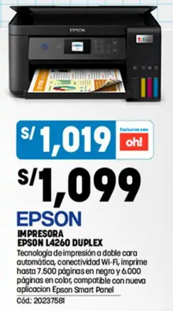 Plaza Vea Epson Empresora Epson L4260 Duplex oferta