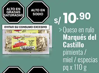 Plaza Vea Queso en Rulo Marqués del Castillo Pimienta/Miel/Especias 110g oferta
