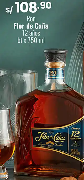 Plaza Vea Ron Flor de Caña 12 Años 750ml oferta