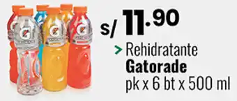 Plaza Vea Rehidratante Gatorade 6bt x 500ml oferta