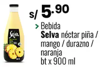 Plaza Vea Bebida Selva Néctar Piña/ Mango/ Surazno/ Naranja 900ml oferta