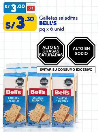 Plaza Vea Galletas Saladitas Bell's 6 unid oferta