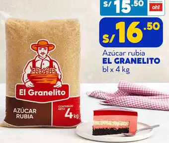 Plaza Vea Azúcar Rubia El Granelito 4kg oferta