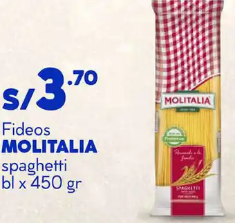 Plaza Vea Fideos Molitalia Spaghetti 450g oferta
