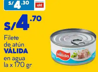Plaza Vea Filete de Atún Válida en Agua 170g oferta