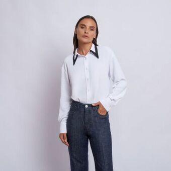 Fina Perú Blusa celeste blanco oferta