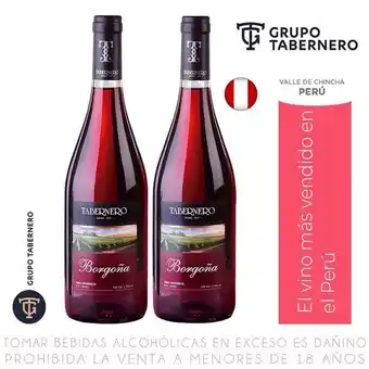 Metro Twopack vino tinto borgoña tabernero botella 750ml oferta