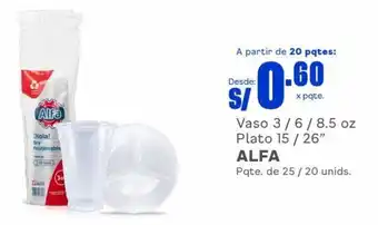 Makro Alfa Vaso 3/6/8.5 oz Plato 15/26" oferta