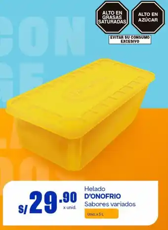 Makro D'Onofrio Helado Sabores Variados 5L oferta