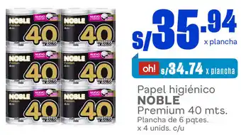 Plaza Vea Noble Papel Higiénico Premium 40mts oferta