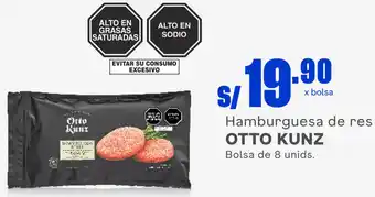 Plaza Vea Otto Kunz Hamburguesa de Res 8 Unids oferta