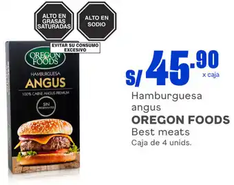 Plaza Vea Oregon Foods Hamburguesa Angus Best Meat 4unids oferta
