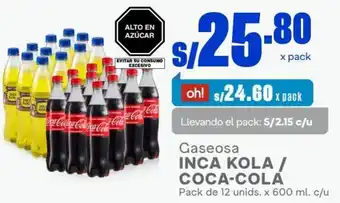 Makro Inca Kola/Coca-Cola 12unids x 600ml oferta