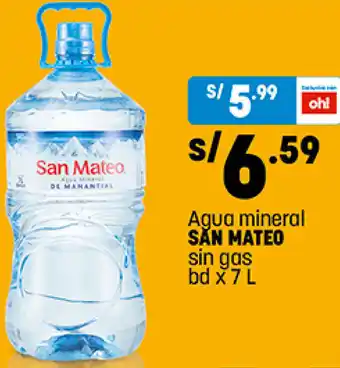 Plaza Vea San Mateo Agua Mineral Sin Gas 7L oferta