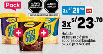 Plaza Vea Peziduri Helado Clásico Sabores Combinables 3pt x 930ml oferta