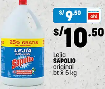 Plaza Vea Sapolio Lejía Original 5kg oferta