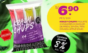 Tambo Krazy Chups Paquete 4 Unid oferta