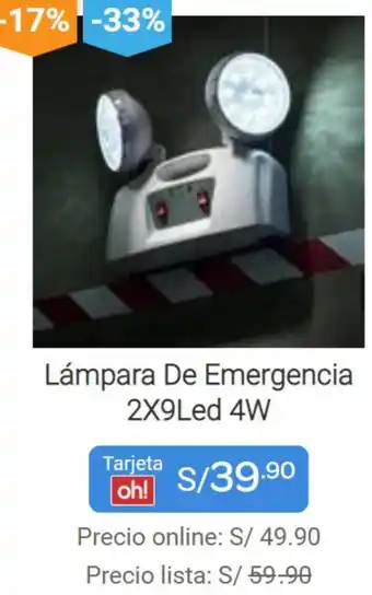 Promart Lámpara de Emergencia 2x9 Led 4W oferta
