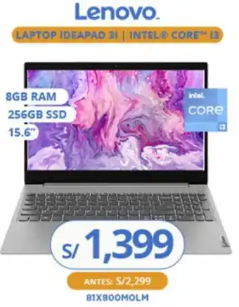 Tiendas EFE Lenovo Laptop Ideapad 3I Intel Core i3 oferta