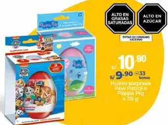 Metro HUevo Sorpresa Paw Patrol o Peppa Pig 115g oferta