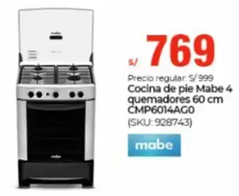 Metro Mabe Cocina de Pie 4 Quemadores 60cm oferta