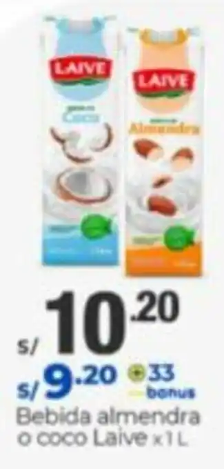 Metro Bebida Almendras o Coco Laive 1L oferta
