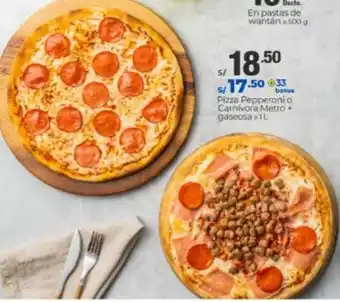 Metro Pizza Pepperoni o Camívora Metro + Gaseosa 1L oferta