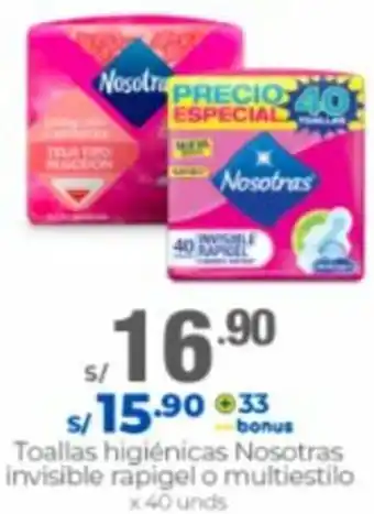 Metro Toallas Higiénicas Nosotras Invisible Rapigel o Multiestilo 40uds oferta