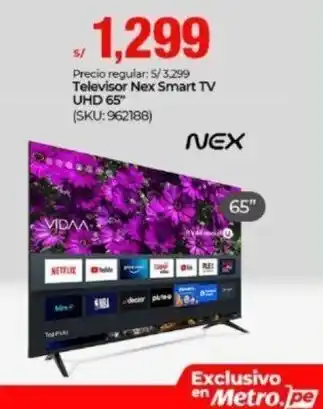 Metro Nex Televisor Smart TV UHD 65" oferta