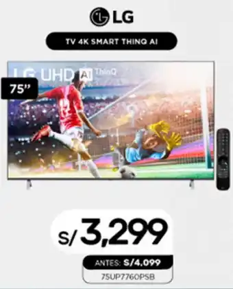 La Curacao LG TV 4K Smart ThinQ AI 75" oferta