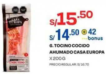 Wong Tocino Cocido Ahumado Casa Europa 200g oferta