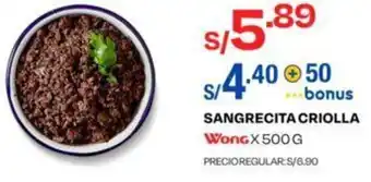 Wong Sangrecita Criolla Wong 500g oferta