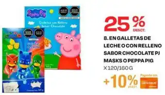 Wong En Galletas de Leche o Con Relleno Sabor Chocolate PJ Masks o Peppa Pig 120/160g oferta