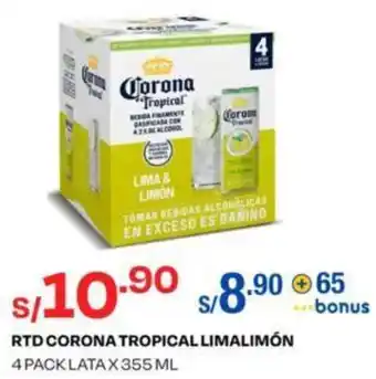 Wong RTD Corona Tropical Limalimón 4 Pack Lata x 355ml oferta