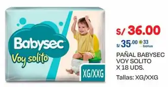 Wong Pañal Babysec Voy Solito 18uds XG/XXG oferta