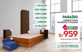 Tottus Paraíso Combo Cama Majestic 2 plazas oferta
