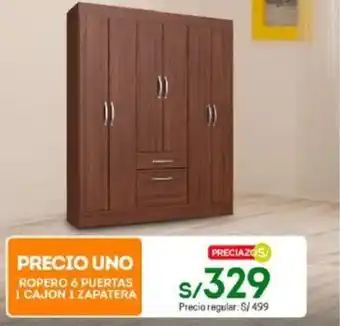 Tottus Precio Uno Ropero 6 Puertas 1 Cajon 1 Zapatera oferta