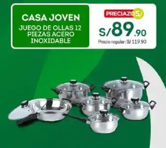 Tottus Casa Joven Juego de Ollas 12 piezas Acero Inoxidable oferta