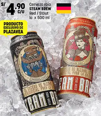 Plaza Vea Steam Brew Cerveza Roja Red/Stout La 500ml oferta
