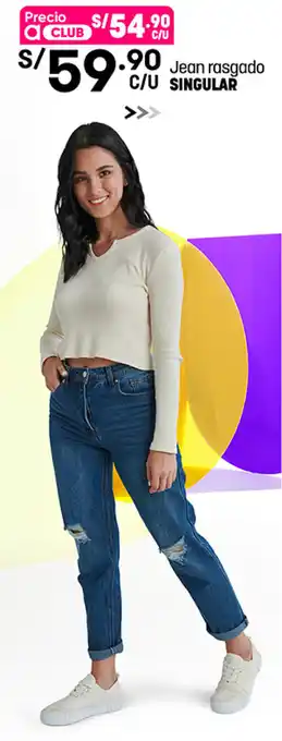 Plaza Vea Singular Jean Rasgado oferta