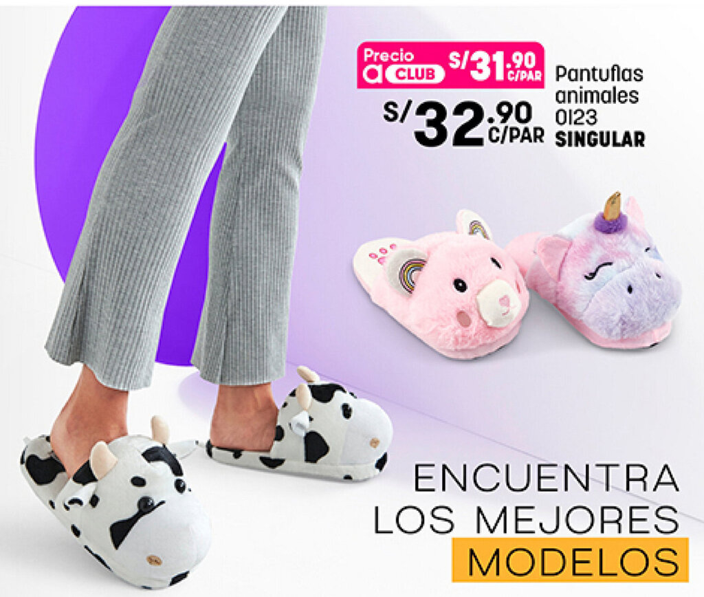 Plaza Vea Singular Pantuflas Animales 0123 oferta