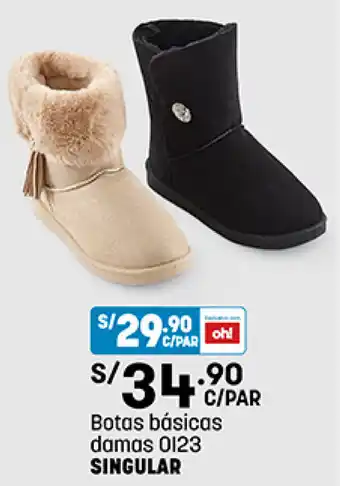 Plaza Vea Singular Botas Básicas Damas 0123 oferta