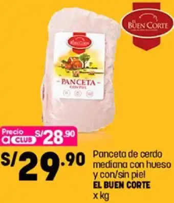 Plaza Vea El Buen Corte Panceta de Cerdo Mediana con Hueso y con/sin Piel oferta