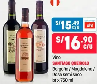 Plaza Vea Vino Saniago Queirolo Borgoña / Magdalena/Rose Semi Seco 750ml oferta
